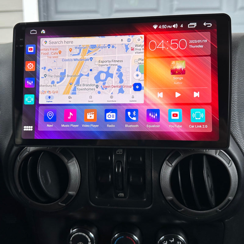 10" 2k Jeep Wrangler jk/jku android 12 plug and play 2/32GB wireless Apple CarPlay/Android auto+DSP 2000*1200 resolution - Xstream audio systems