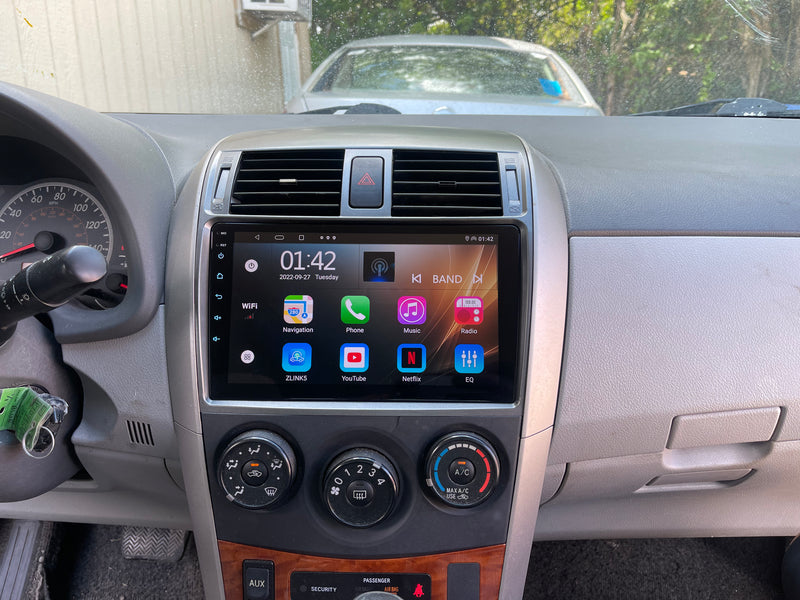 9" Toyota Corolla 2009-2010 Android 10 QUAD CORE 2/32gb Apple CarPlay and Android Auto w/ac vent cutout - Xstream audio systems