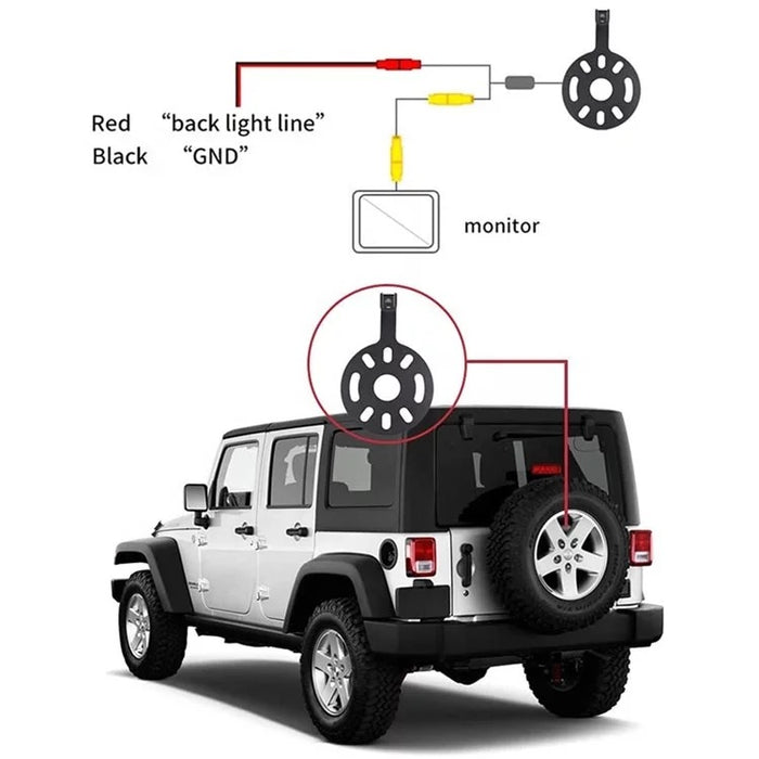 Rear View Backup Camera For 2007-2018 Jeep Wrangler - Waterproof Wide Angle Spare Tire Mount Camera
